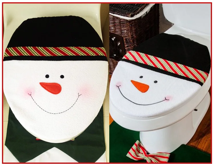 Snowboy домашний Декор рождественские подарки Toliet накладка на сиденье унитаза крышка бака счастливый Санта-Клаус, Туалет сиденья и ковер набор для ванной комнаты