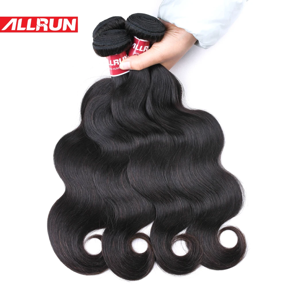 Brazilian Body Wave Hair Bundles 100% Human Weave Natural Black Color Allrun Non Remy 8-24 Inch | Шиньоны и парики