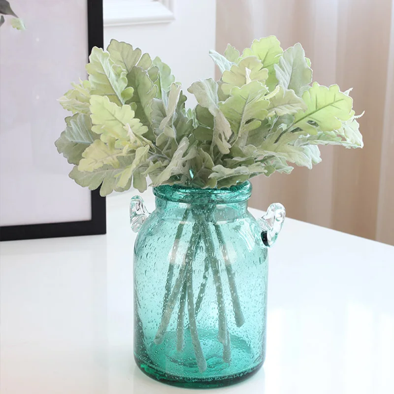 33 см Искусственный Зеленый лист растения шелк senecio cineraria декор стола в комнате пыльный Миллер грейден отель поддельные цветы A8337