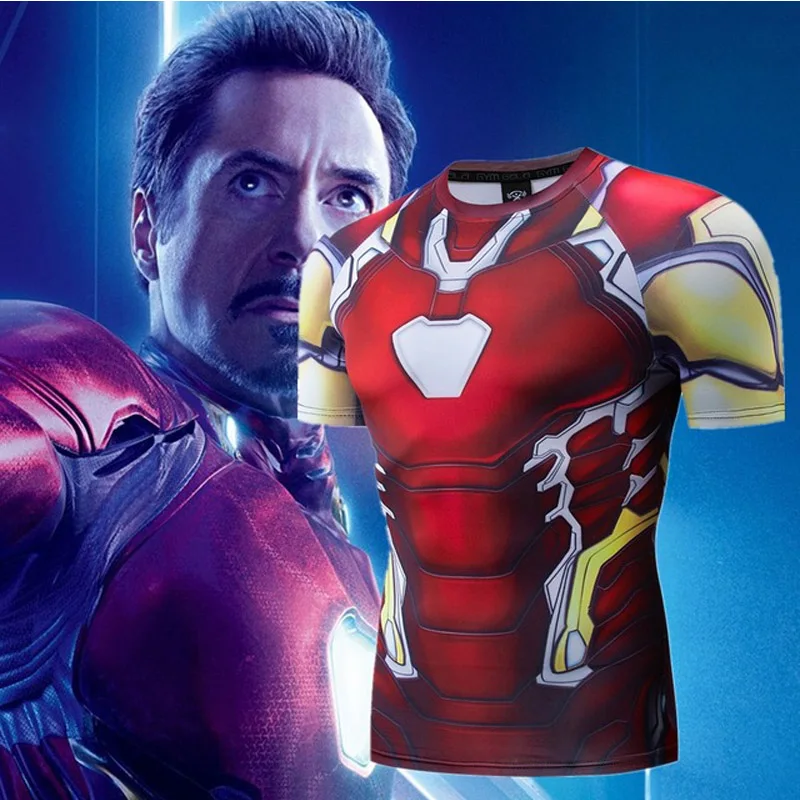 

2019 New Avengers T Shirt Iron Man Marvel Super Hero 3d Tshirt Polyester Compression Shirt Stretch Tight Tops I Love You 3000