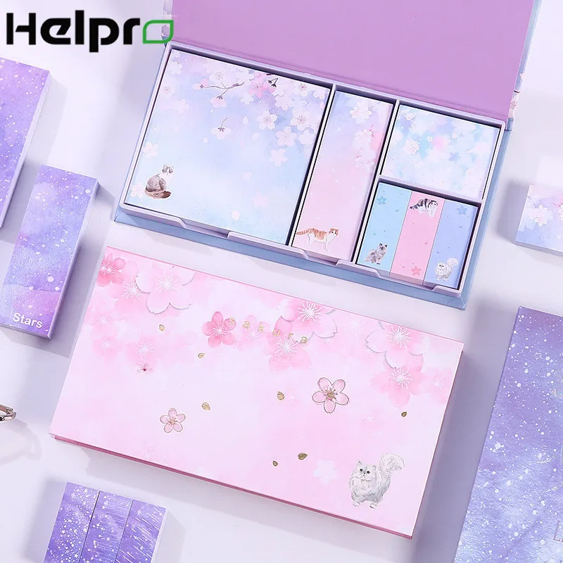 

Helpro New Bronzing Cherry Blossom Sticky Notes Suit Boxed Memo Pad For Diary Office Stationery School Supplies Paper Sticker
