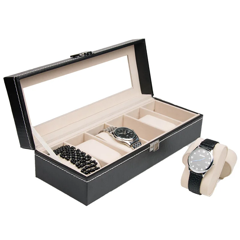 

6 Grids PU Leather Watch Box Case Professional Holder Watch Organizer for Clock Watches Jewelry Boxes Case Display