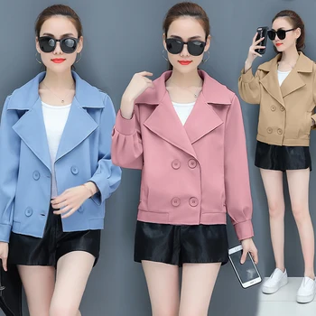 

Korean Jacket Woman Autumn Lapel Collar Long Sleeve Female Jacket Chaqueta Mujer Plus Size Slim Fit Women'S Outwear Veste Femme