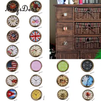 

MagiDeal Vintage US UK Flag Clock Knob Cabinet Door Drawer Handle Pull Knob Hardware Kitchen Handle Furniture Decoration