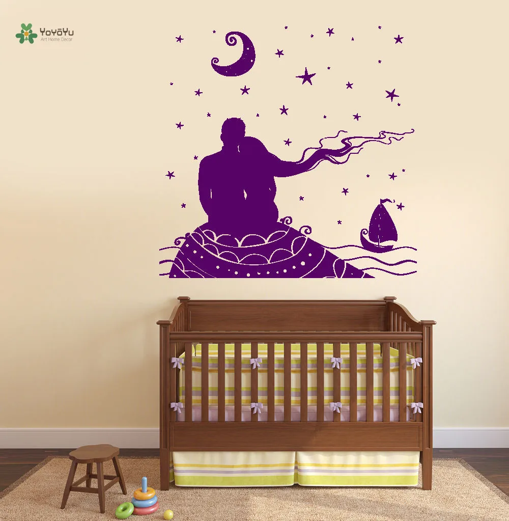 YOYOYU Vinyl Wall Decal Romantic Couple Love Night Sea Moom Ferry Sweet Home Interior Art Decoration Stickers FD111