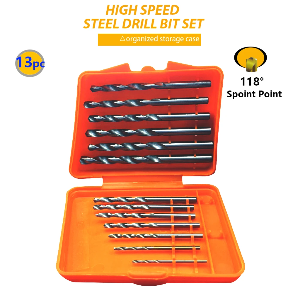 13pcs/set Hss High Speed Steel Twist Drill Bit For Metal Titanium