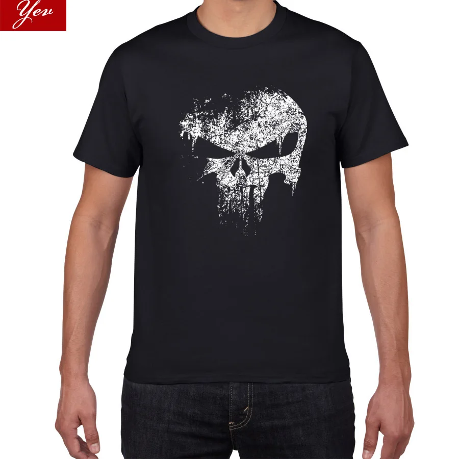 

2019 new casual men tops the Punisher printed t shirt cotton short sleeve o-neck tee shirt homme skull men clothing camiseta