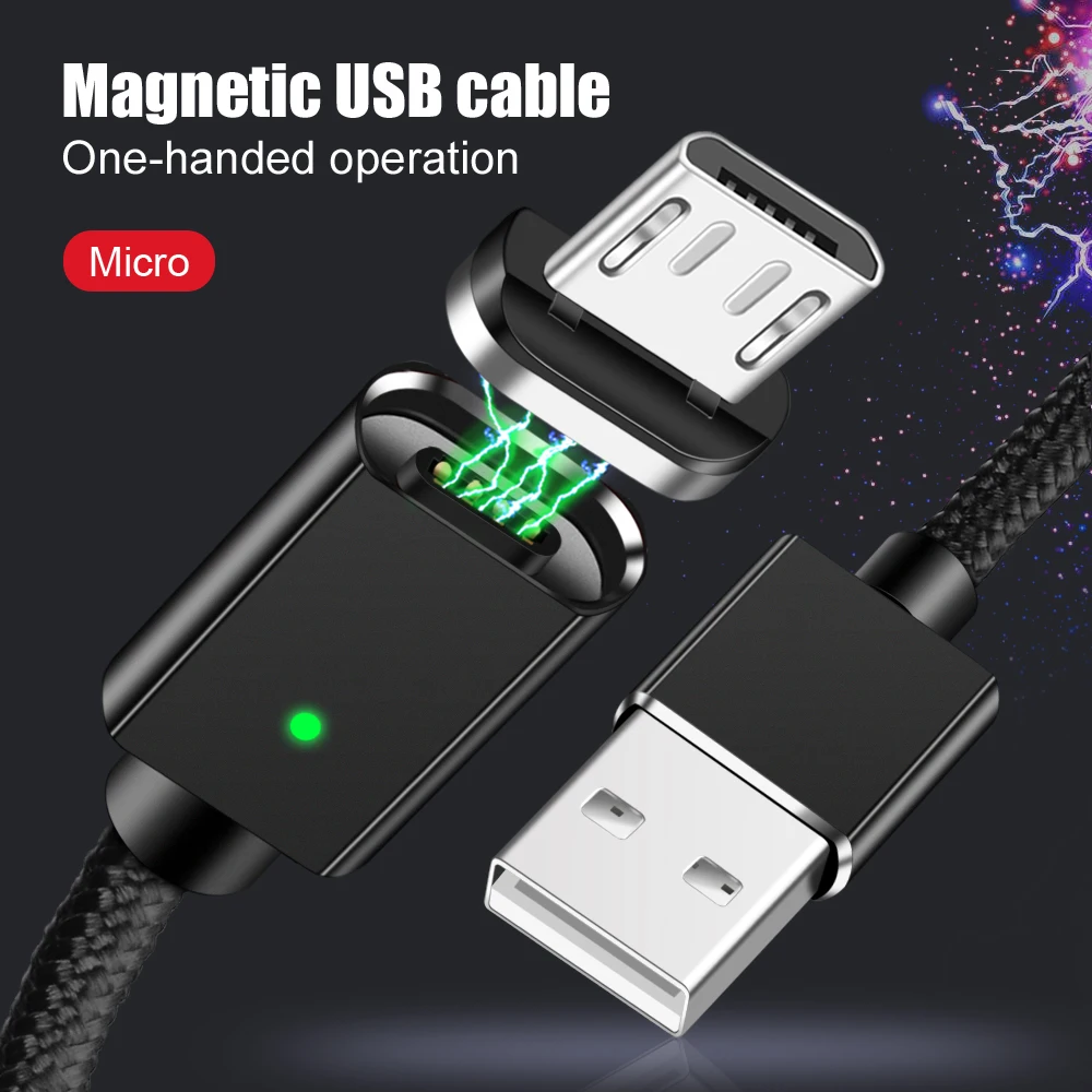 3A светодиодный магнитный кабель usb type-C для iPhone X, XR, 8, 7 Plus, Micro USB плетеные провода для samsung, Xiaomi, магнитный кабель для зарядного устройства