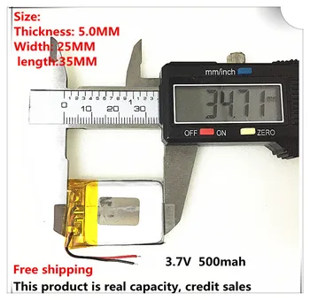 

100pcs [L051] 3.7V,500mAH,[502535] ; polymer lithium ion / Li-ion battery for GPS,mp3,mp4,mp5,dvd,bluetooth,model aircraft