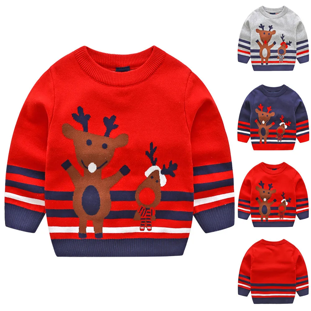 

Toddler Infant Baby Coats Kids Girls Clothes Christmas Clothing XMAS Deer Knitted Tops Sweater Outfits Vetements Costumes Tops