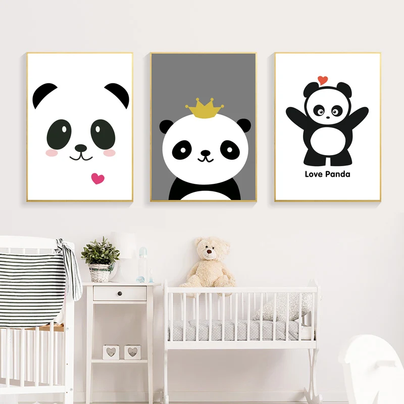 

Chinese Cartoon Panda Nursery Wall Art Canvas Painting Nordic Poster Wall Pictures For Living Room Baby Kids Room Decor Unframed