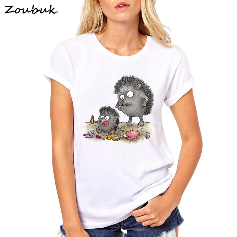 2018 جديد القنفذ شيرت مضحك الجدة تي شيرت تصميم النساء أزياء الصيف قمم فتاة تي شيرت السيدات المحملات befree