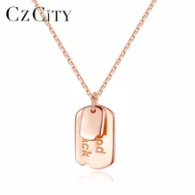 CZCITY Love Words Women Chain Neckalce Rose font b Gold b font Sterling Silver 925 Best