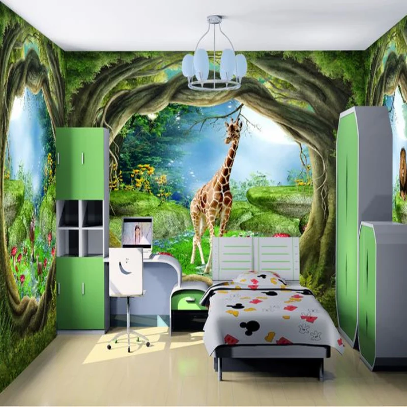 Custom 3D Photo Wallpaper Forest Tree Animals Nature Home Mural for child Girls and boys bedroom kindergarten Wallpapers Custom 3D Photo Wallpaper Forest Tree Animals Nature Home Mural for child Girls and boys bedroom kindergarten Wallpapers