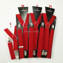 BD002-red, Детские подтяжки, 4 зажима, 4 размера, для мальчиков и девочек, для мужчин и женщин, на подтяжках с X-back, эластичный бандаж