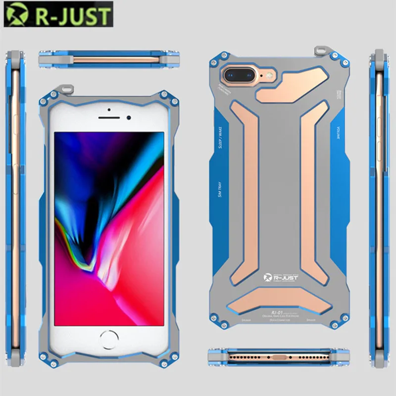 For iPhone 8 R JUST Luxury Aluminum Alloy Anti knock Cases phone Skin Protective Metal Cover For