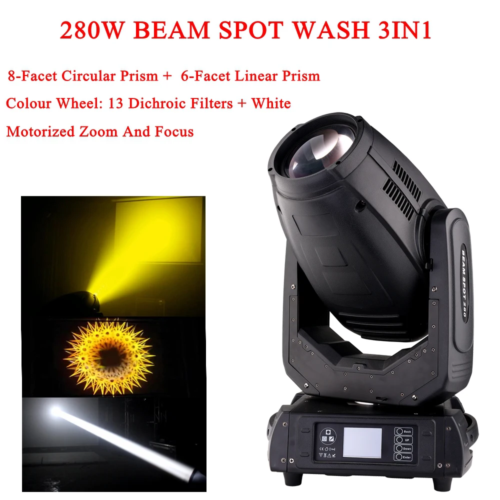 280W 10R Beam Spot Wash 3IN1 Moving Head Light Motorized Zoom And Focus Professional Sound DJ Discoteca Party Stage Lighting