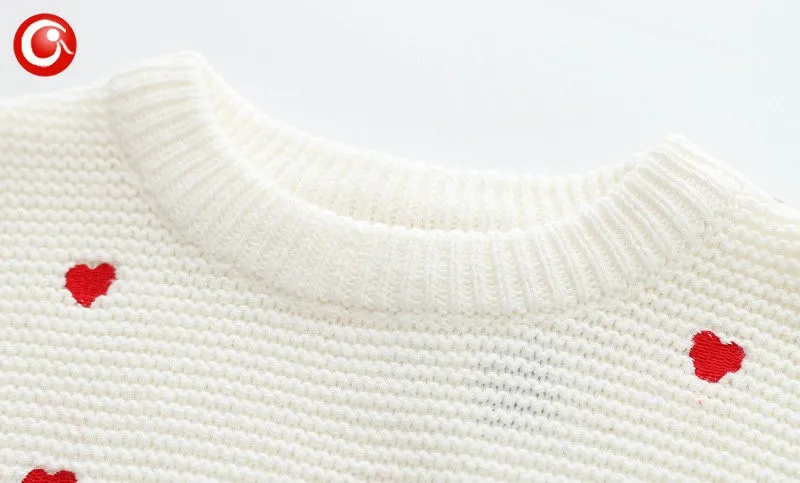 Children Girls Cardigan Heart Design Sweater Kids Long Sleeve O Neck Warm Pullover Knitted Clothes New Year Baby Clothing 2-6Y (5)