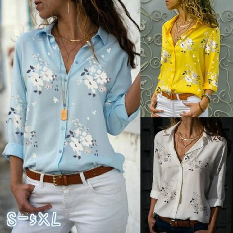

2019 New Printed Blouse Women Shown Thin korean fashion clothing plus size women chiffon blouse blusas femininas elegante QP021
