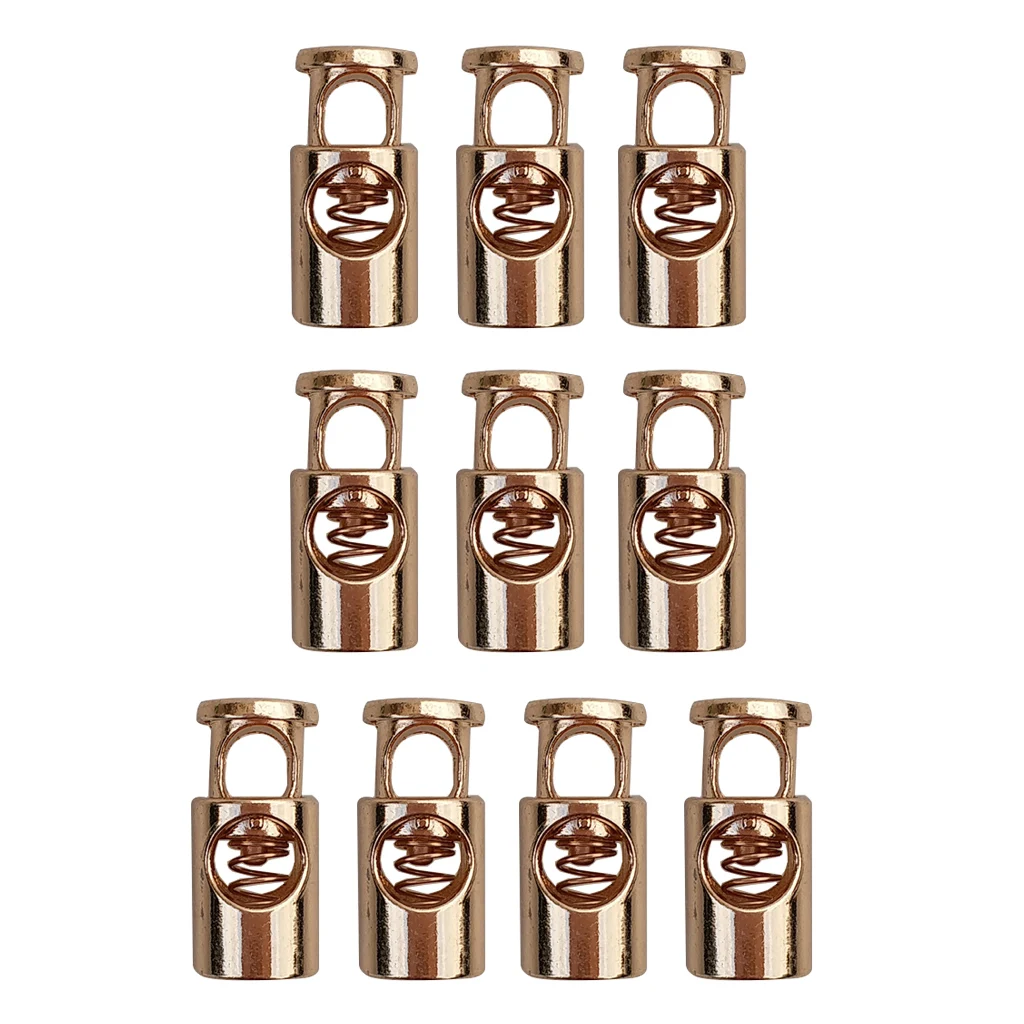 MagiDeal Pack of 10 Metal Toggle Spring Stop Single Hole String Cord Locks End Stopper Golden Sewing Accessories 