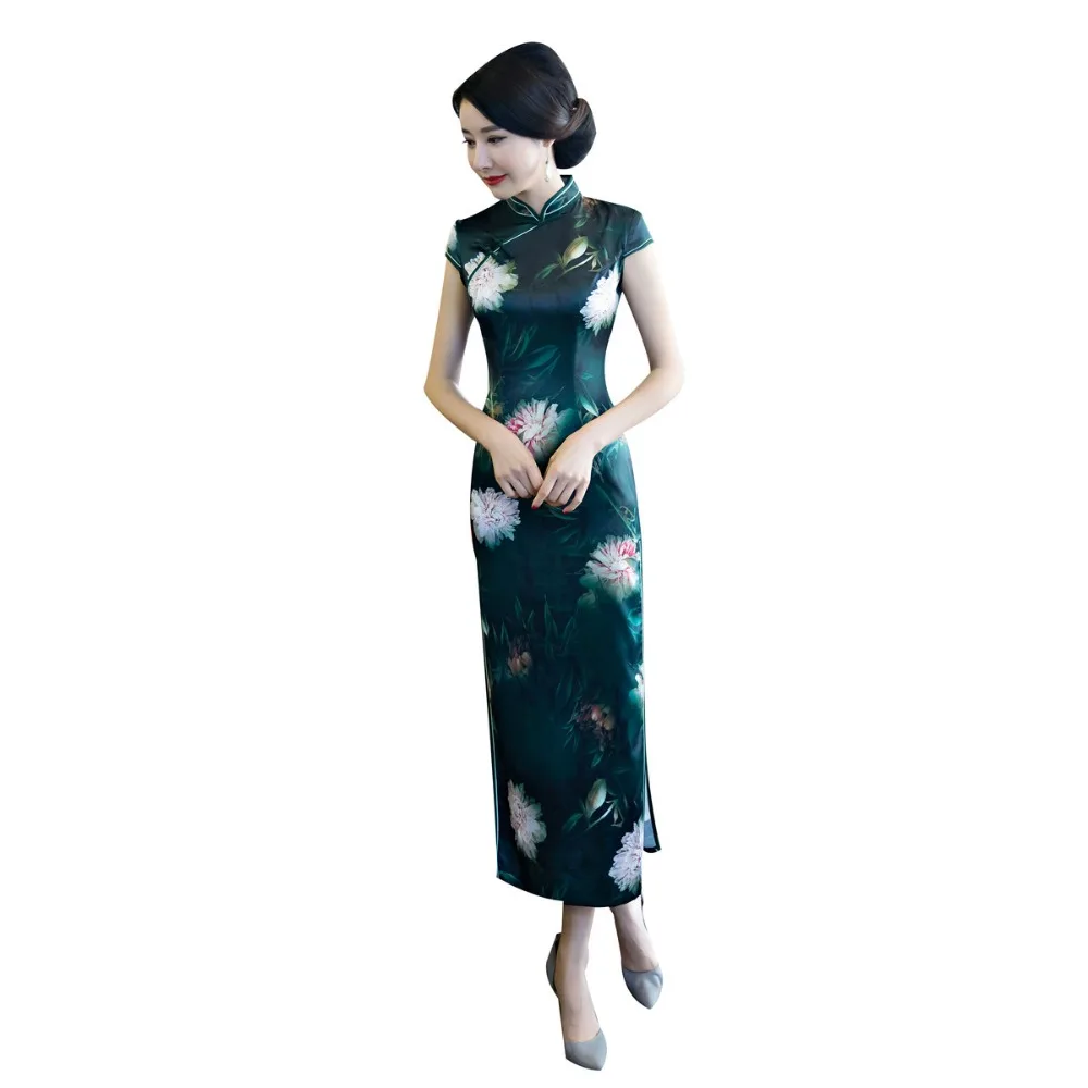 Шанхай история китайский Cheongsams длинные qipao искусственного шелка китайские
