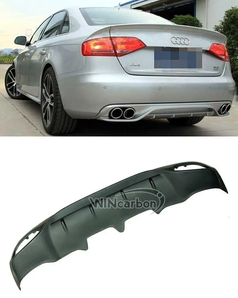 

Rear Lip Diffuser Exhaust Tips Muffler End For Audi A4 B8 Non-Sline Bumper 08-12