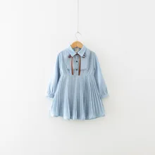 Новое поступление детской одежды с аппликацией детское однотонное летнее платье с длинными рукавами для девочек от 2 до 7 лет распродажа