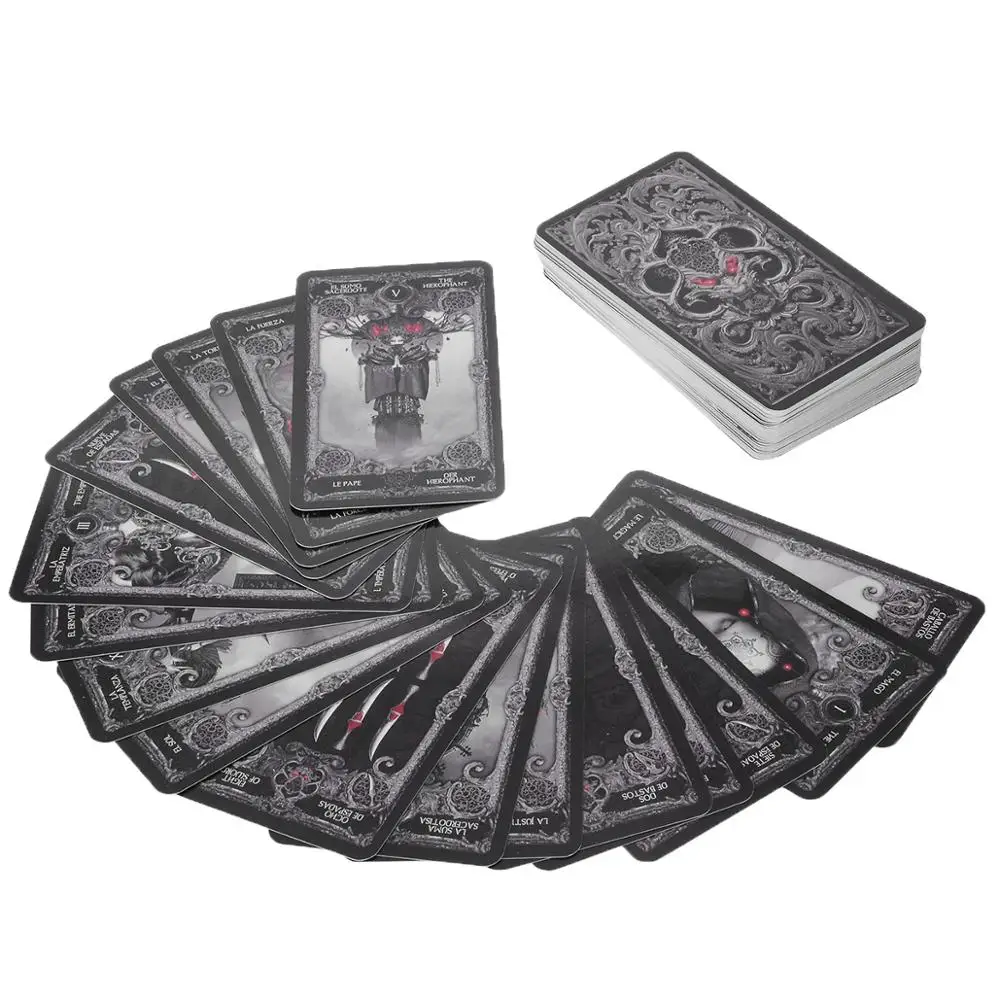 

78Pcs DIY Tarot Cards English Dark Tarot Card Deck Mysterious Divination Personal Board Game Cards For Party Family Board Game