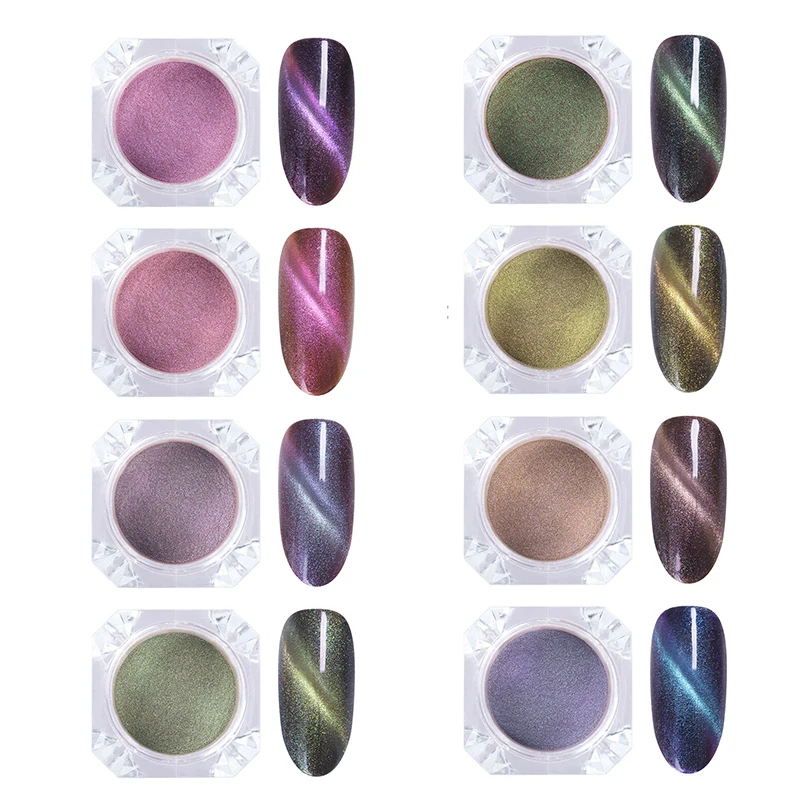 

1 Box Chameleon Pearl Nail Powder 3D Cat Eye Nail Glitter Chrome Dust DIY Design Magnetic Nail Art Manicure for UV Gel Polish