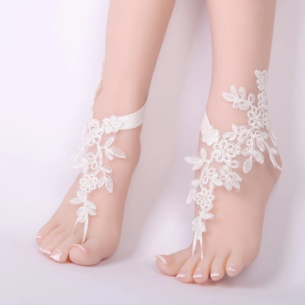 

2019 Woman Bridal Foot Chain Vintage Wedding Lace Ankle Anklet Barefoot Sandals Foot Chain Beach Party Jewelry