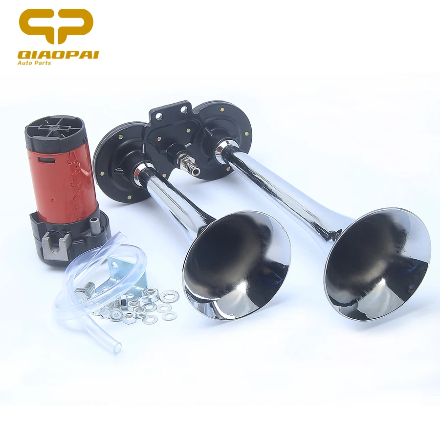 12v with compressor Chrome Twin Air Horn Car Horn 12v with compressor Chrome Twin Air Horn Car Horn