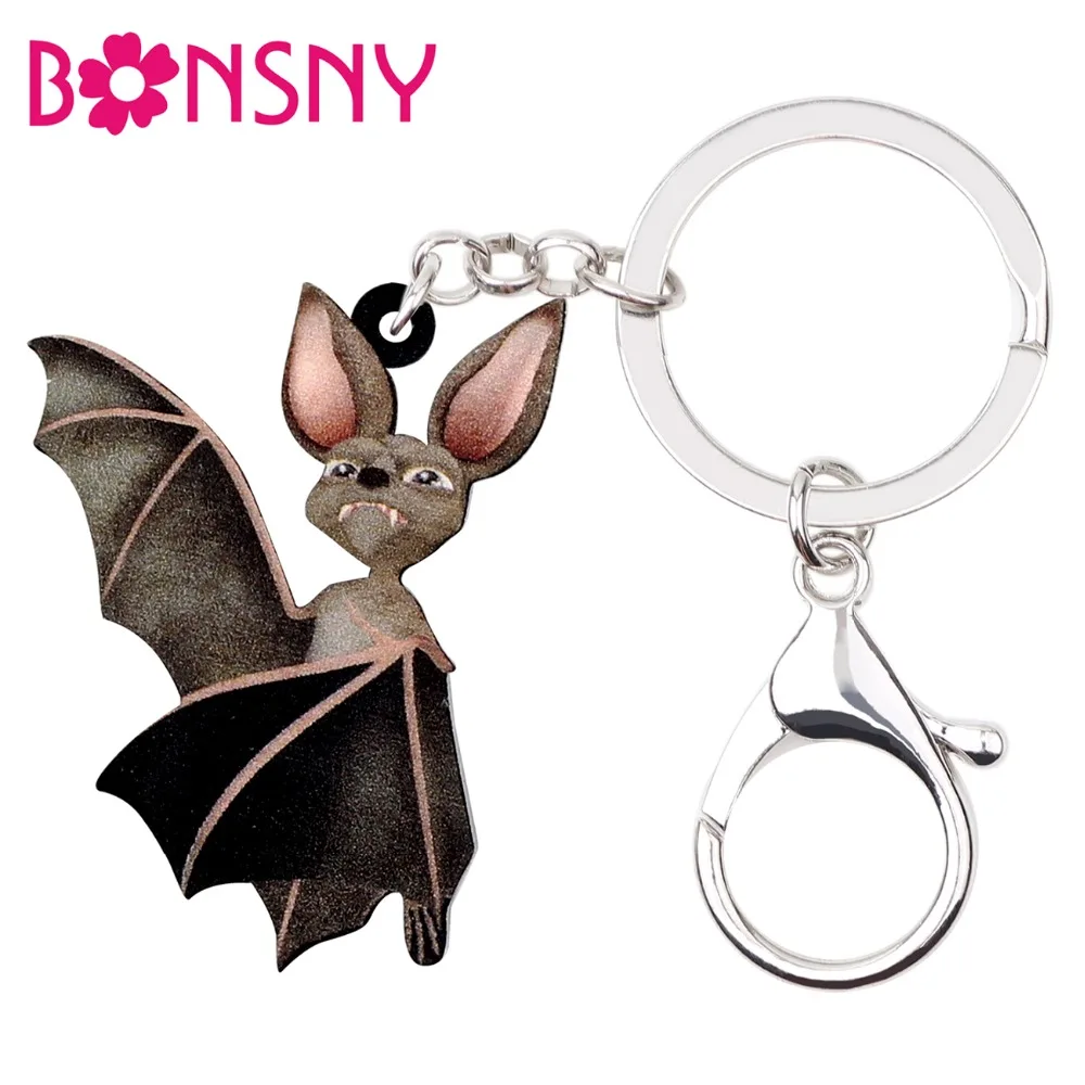 Женские акриловые брелки Bonsny эффектные в виде летучей мыши для хэллоуина милые