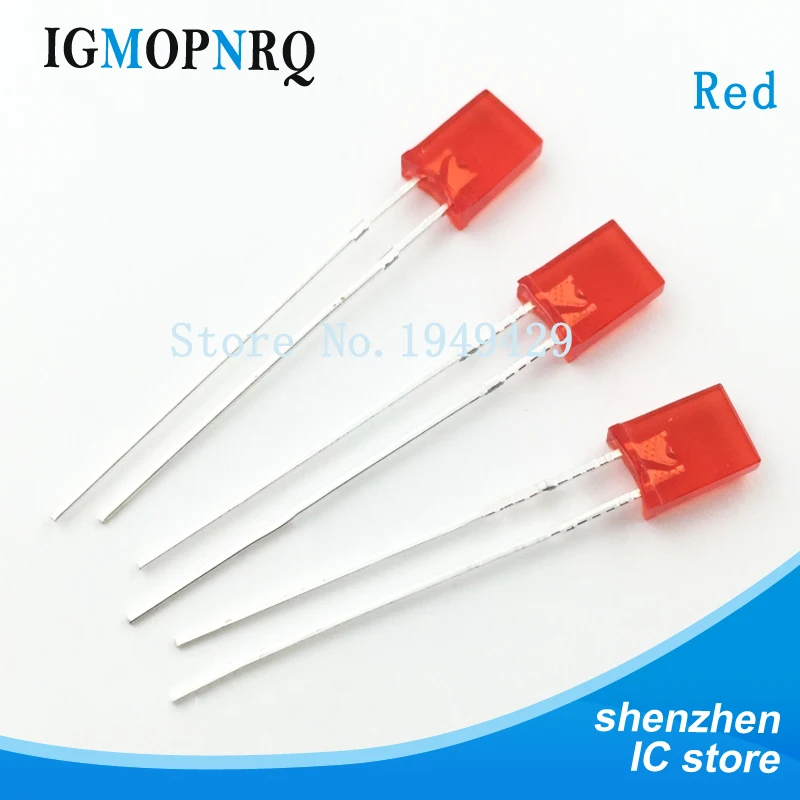 

100PCS/LOT 2*5*7mm Square LED Red light-emitting diode 2X5X7 LED Diode