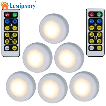 

6Pcs LED 2 Colors Remote Control Cabinet Lamp Decoration Light Under Cabinet Wall Lights white light+warm white light