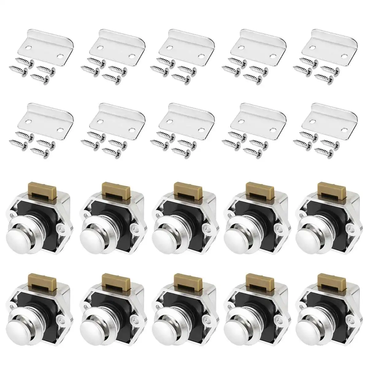 

10pcs Car Push Lock Diameter 20mm RV Caravan Boat Motor Home Cabinet Drawer Latch Button Locks For Furniture Hardware