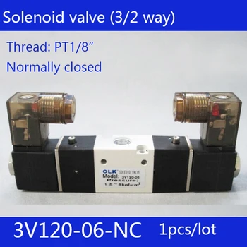 

1pcs Free shipping 3V120-06-NC solenoid Air Valve 3Port 2Position 1/8" Solenoid Air Valve Single NC Normal Closed,Double control