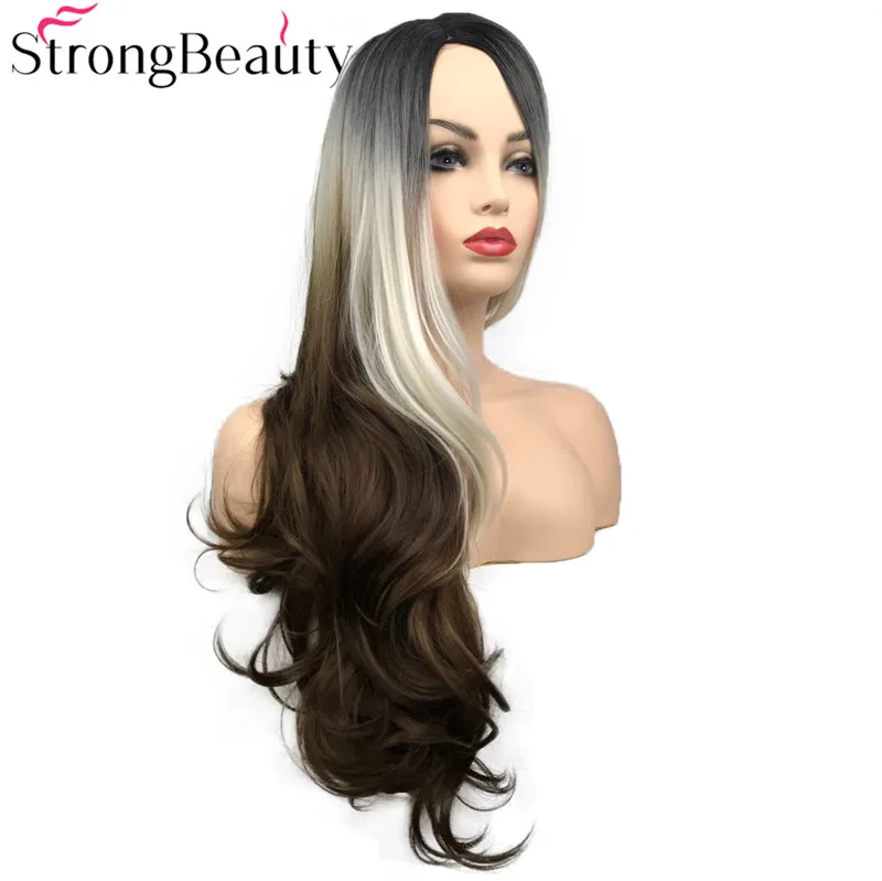 2085 long natural wave wigs white brown ombre women wig (6)