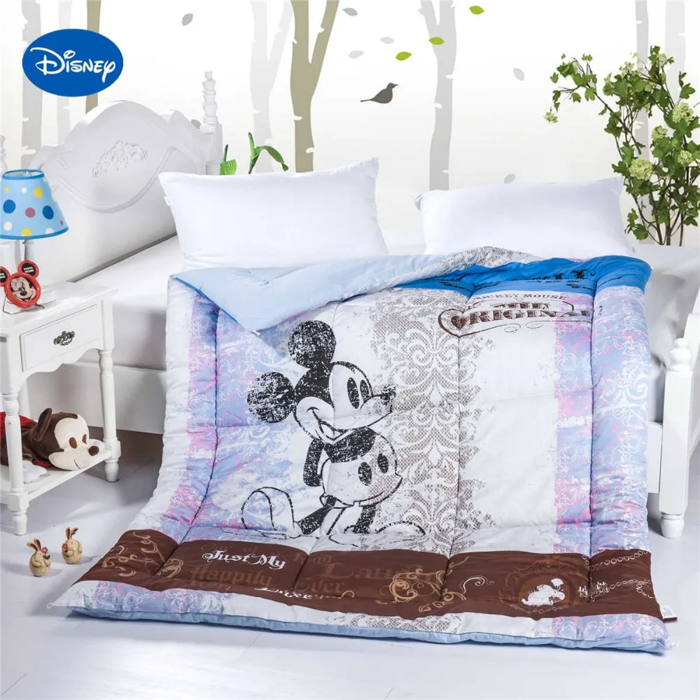 

Mickey Mouse Printed ComforterS Single Twin Size Boys 100% Cotton Fabric Autumn Winter Cartoon Character Quilted Blue Chocolate