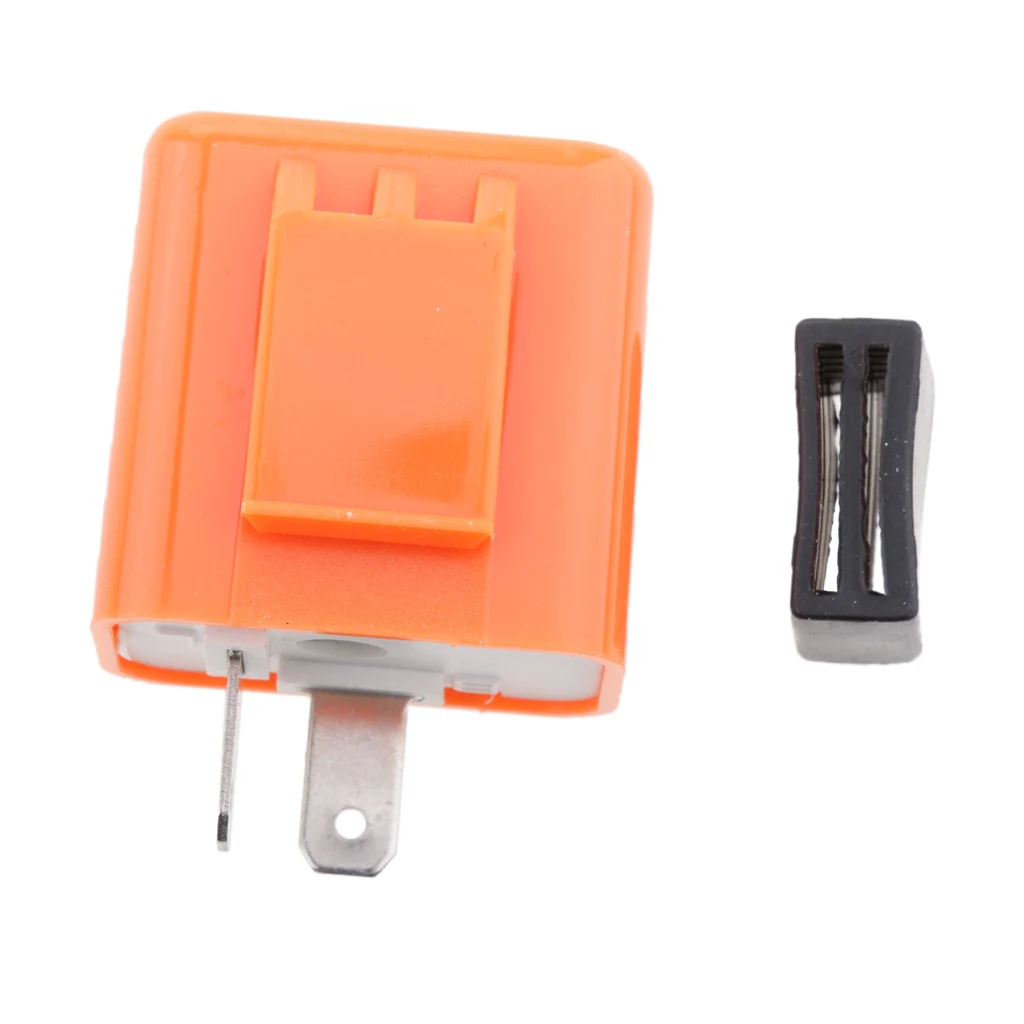 2-Pin 12V Motorcycle LED Turn Signal Flasher Relay Speed Adjustable Indicator Orange Allow LED bulbs to blink at the normal rate