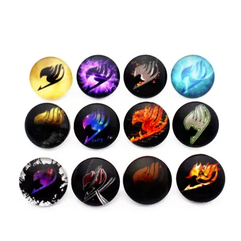 

10pcs/lot Fairy Tail Glass Snap Buttons Charms 18mm Print Buttons Fit DIY Snap Bracelets&Bangle Woman Accessories
