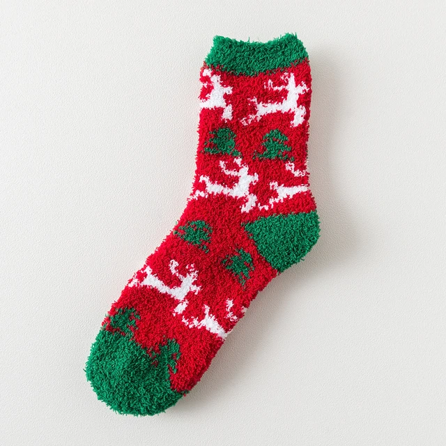 Happy New Year Socks Christmas Santa Claus Moose Tree Pattern Winter Warm Style Socks Short Funny Cotton Women Men Unisex Socks