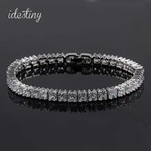 11,11 Высокое качество Классический квадратный 4 мм CZ теннис браслеты для женщин серебро Цвет Принцесса Cut Свадебные украшения Best рождественский подарок