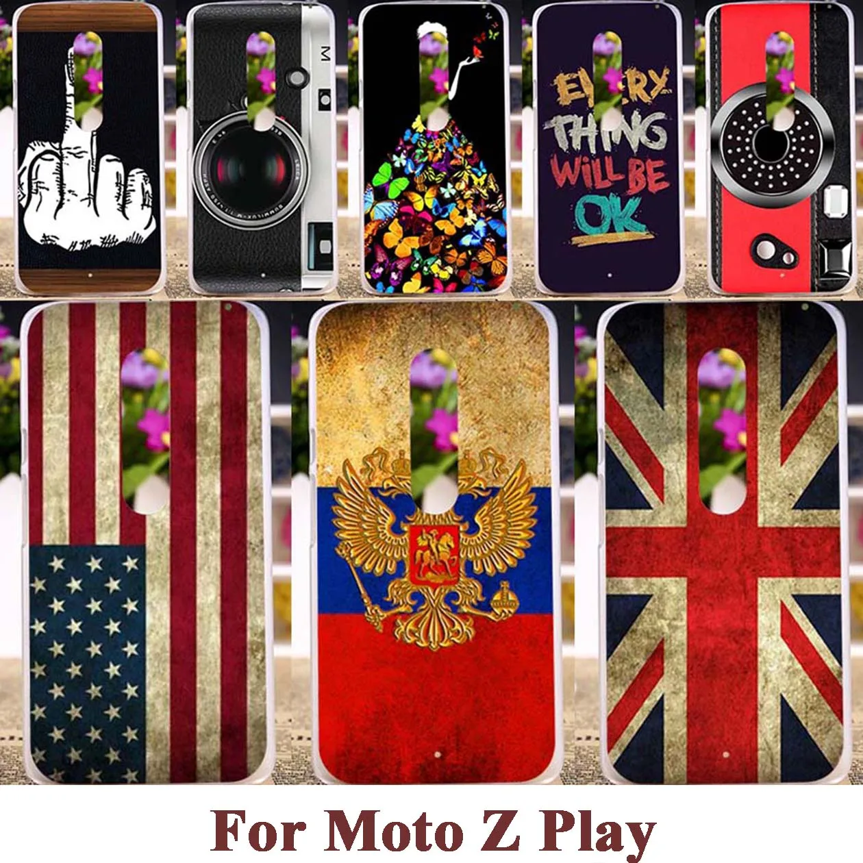 

Akabeila Phone Case For Moto Z Play Cases Droid 2016 Vertex Moto X 4 XT 1635-03 XT1635 Mo Cover DIY Painted Back Flag Pattern
