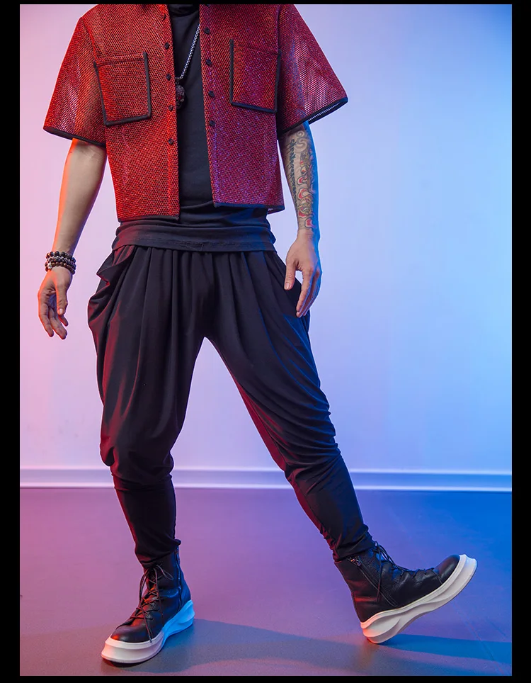 S-5XL Новинка года Для мужчин одежда личность хип-хоп брюки DJ DS тонкий штаны-шаровары Большие размеры певец бар Сценические костюмы