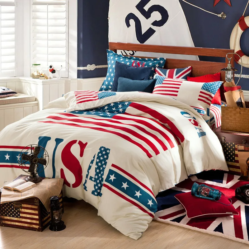 Bedding Set 4pcs London British Flag Flat Sheet Duvet Cover Set