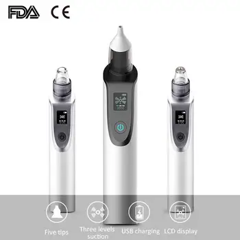 

2 in 1 Baby Electric Nasal Aspirator Newborn Baby Nose Cleaner Adult Blackhead Remover 3 Speed Adjustable 5 Replaceable Tips
