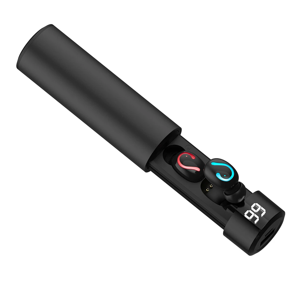 Черный Горячие Мини Bluetooth наушники беспроводные голосовые звонки, музыка стерео наушники с power Bank BUS66 - Цвет: Черный