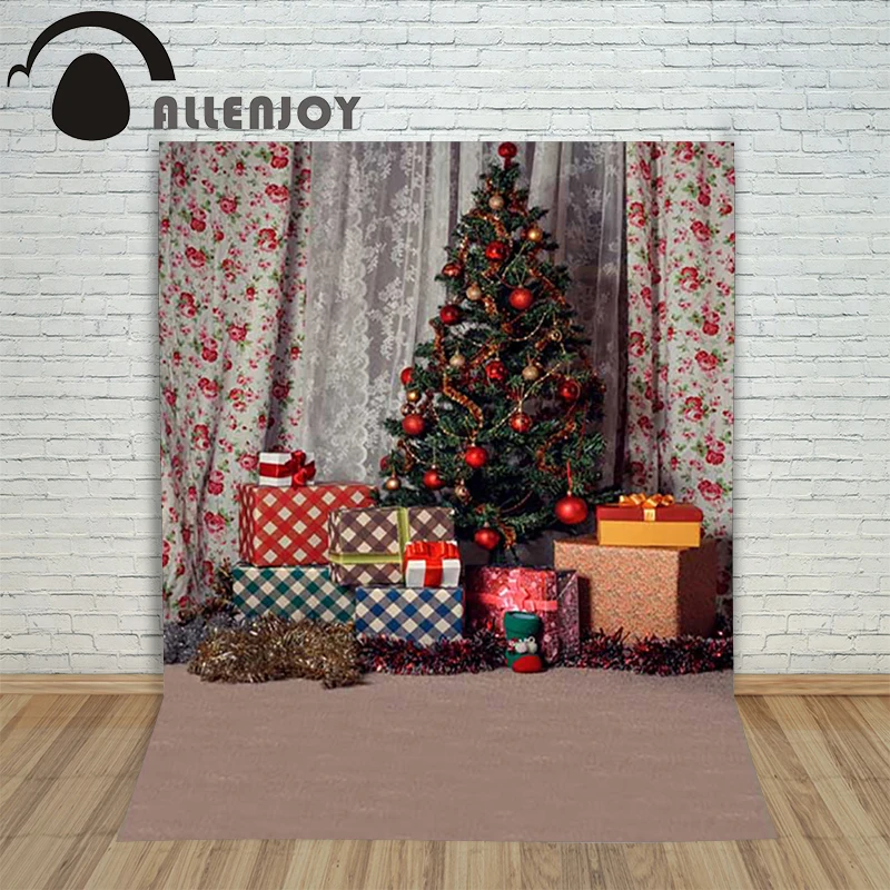 Background photography studio Christmas xmas tree gift curtains lantern background for photo shoots vinyl children's new year |