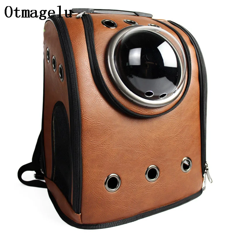 High Quality Leather Space Capsule Pet Cat Backpack Bubble Window for Kitty Puppy Small Dog Carriers Crate Outdoor Travel Bags11