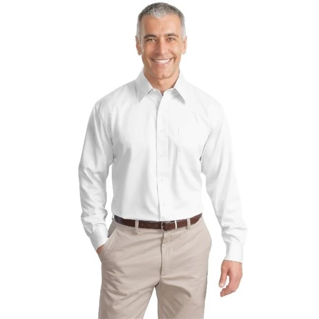 Port Authority TLS638 Mens Non-Iron Twill Long Sleeve Shirt White - 2XL Tall